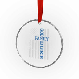 God Family Duke Crystal Glass Ornament Blue Game Day Vintage American Flag TS11 Print Your Wear