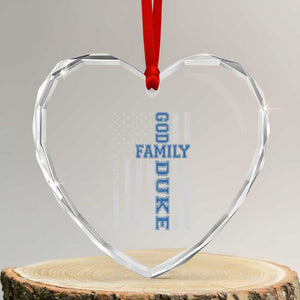 God Family Duke Heart Crystal Glass Ornament Blue Game Day Vintage American Flag TS11 Transparent Glass 3'' Heart Print Your Wear