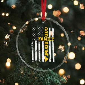 God Family Iowa Crystal Glass Ornament IA State Game Day Christian American Flag