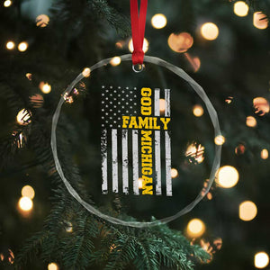 God Family Michigan Crystal Glass Ornament Game Day Vintage American Flag TS11 Print Your Wear