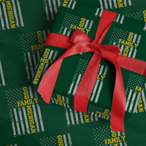 God Family Michigan Wrapping Paper Roll Game Day Vintage American Flag TS11 Green Print Your Wear