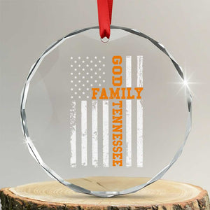 God Family Tennessee Crystal Glass Ornament TN Game Day Christian American Flag