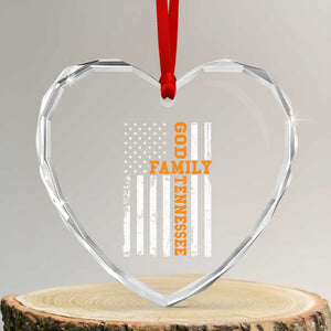 God Family Tennessee Heart Crystal Glass Ornament TN Game Day Christian American Flag