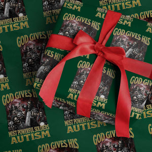 God Gives His Most Powerful Soldiers Autism Wrapping Paper Roll Funny Hard Skeleton Meme TS11 Green Print Your Wear