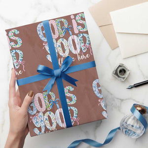 God Is Good All The Time Coquette Christian Faith Wrapping Paper Roll Floral Patchwork Aesthetic Bow Cute Religious Gift TS02 Mocha Print Your Wear