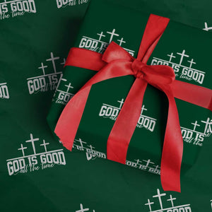 God Is Good Wrapping Paper Roll Jesus Cross Minimal Religious Faith Bible Verse Inspirational TS10 Green Print Your Wear