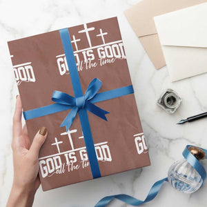 God Is Good Wrapping Paper Roll Jesus Cross Minimal Religious Faith Bible Verse Inspirational TS10 Mocha Print Your Wear