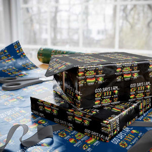 God Says I Am Juneteenth Christian Wrapping Paper Roll Pan-African Afrocentric Faith Bible Verses Freedom Day