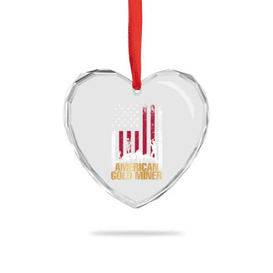 Gold Miner Patriotic American Flag Heart Crystal Glass Ornament TS14 Print Your Wear