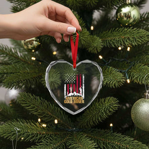 Gold Miner Patriotic American Flag Heart Crystal Glass Ornament TS14 Print Your Wear