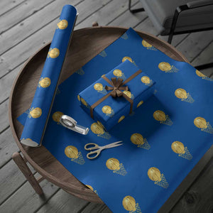 Golden Basketball Hoop Wrapping Paper Roll Trophy Game Player Coach Sports Lover TS02 Blue Print Your Wear