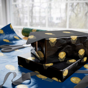 Golden Basketball Hoop Wrapping Paper Roll Trophy Game Player Coach Sports Lover TS02 Black Print Your Wear