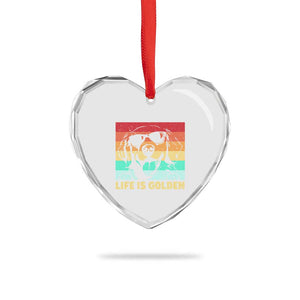 Golden Retriever Dog Heart Crystal Glass Ornament Life is Golden Retro Vintage TS10 Print Your Wear