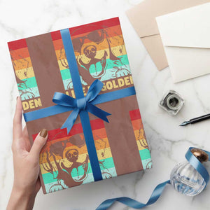 Golden Retriever Dog Wrapping Paper Roll Life is Golden Retro Vintage TS10 Mocha Print Your Wear