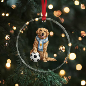 Golden Retriever Soccer Fan Crystal Glass Ornament Argentina Football Pride TS12 Print Your Wear