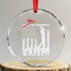 Golf Of America Patriotic USA Flag Crystal Glass Ornament Funny Golfing Pun American Sports Gift for Patriotic Golfers n Dads TS02 Transparent Glass 3'' Circle Print Your Wear