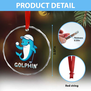 Golphin Dolphin Pun Crystal Glass Ornament Funny Golf Gift TS12 Print Your Wear