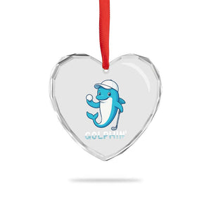 Golphin Dolphin Pun Heart Crystal Glass Ornament Funny Golf Gift TS12 Print Your Wear