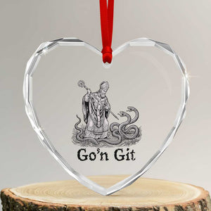 Go'n Git Funny Saint Patrick Banishing Snakes Heart Crystal Glass Ornament Irish History Humor St Patricks Day TS02 Transparent Glass 3'' Heart Print Your Wear