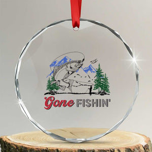 Gone Fishing Crystal Glass Ornament Trout Fishing Lover Montane Forest TS11 Transparent Glass 3'' Circle Print Your Wear