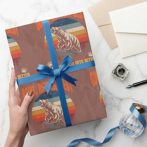 Retro Mountain Bear Outdoor Adventure Wrapping Paper Roll Good Better Best Inspiration Motivation TS02 Mocha Print Your Wear