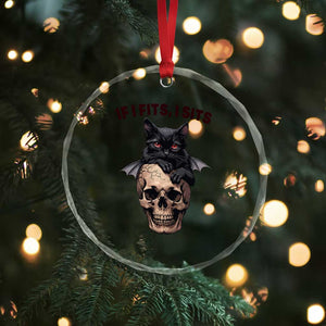 Gothic Cat Skull Graphic Crystal Glass Ornament If I Fits I Sits Creepy Cute Gift TS12 Print Your Wear