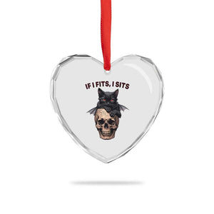 Gothic Cat Skull Graphic Heart Crystal Glass Ornament If I Fits I Sits Creepy Cute Gift TS12 Print Your Wear