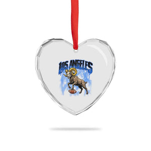 Gothic Lightning Ram Skull Heart Crystal Glass Ornament Game Day Sports Fan Gift