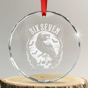 Gothic Raven Brainrot Six Seven Crystal Glass Ornament Gen Z Alpha Gift TS12 Transparent Glass 3'' Circle Print Your Wear