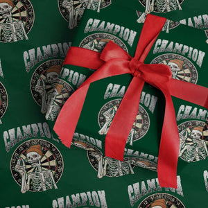Gothic Skull Dart Master Wrapping Paper Roll Funny Skeleton Dartboard Champion Gift TS12 Green Print Your Wear