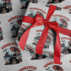 Gothic Summerween Wrapping Paper Roll Spooky Summer Halloween Horror Character TS02 White Print Your Wear