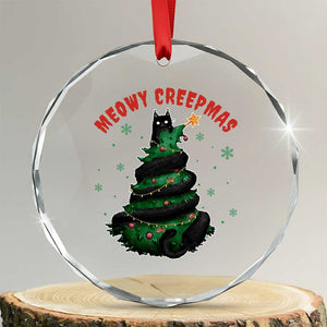 Gothic Xmas Crystal Glass Ornament Meowy Creepmas Cat Christmas Tree TS09 Transparent Glass 3'' Circle Print Your Wear