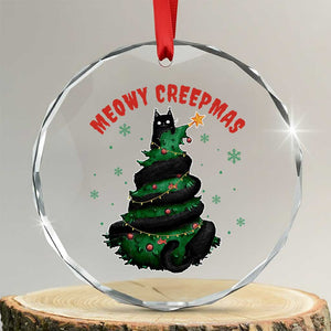 Gothic Xmas Crystal Glass Ornament Meowy Creepmas Cat Christmas Tree TS09 Transparent Glass 3'' Circle Print Your Wear