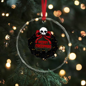 Gothic Xmas Crystal Glass Ornament Merry Creepmas Cat Wreath TS09 Print Your Wear