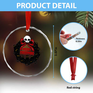 Gothic Xmas Crystal Glass Ornament Merry Creepmas Cat Wreath TS09 Print Your Wear