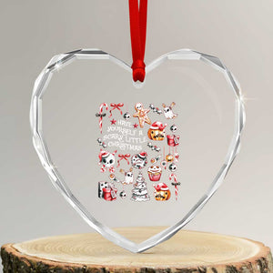 Gothic Xmas Heart Crystal Glass Ornament Have Yourself A Scary Little Christmas TS09 Transparent Glass 3'' Heart Print Your Wear