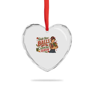 Grab Your Balls Its Canning Season Funny Food Preservation Heart Crystal Glass Ornament Vintage Retro Country Girl Graphic