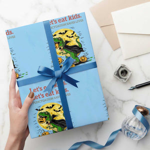 Grammar English Teacher Wrapping Paper Roll Funny Halloween Dinosaurs Pumpkin Punctuation Saves Lives TS10 Light Blue Print Your Wear
