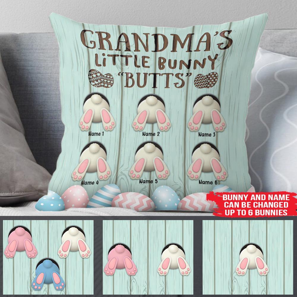 Easter Personalized Pillow Cover Grandmas Little Bunny Butt Easter CTM One Size Custom - Printyourwear