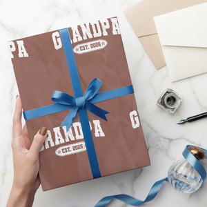 Grandpa Est 2026 Wrapping Paper Roll Promoted To Grandpa Paternity Fathers Day TS10 Mocha Print Your Wear