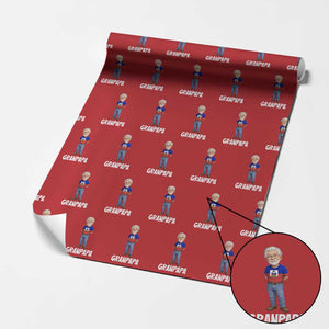 Granpapa Haitian Creole Grandpa Pride Wrapping Paper Roll Grandfather Hispanic Haiti Heritage Father's Day TS02 Red Print Your Wear