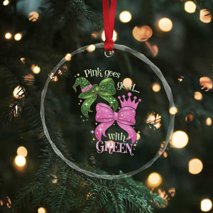 Green and Pink Coquette Bow Crystal Glass Ornament Pink Goes Good With Green TS02 Print Your Wear