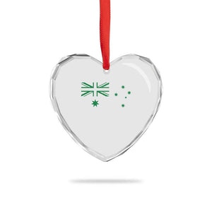Green Australian Flag Heart Crystal Glass Ornament Australia Patriotic Country Pride Monochrome Minimalist Graphic