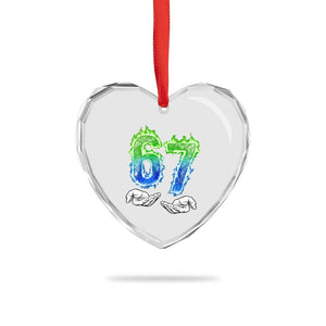 Green Fire Flame Six Seven Heart Crystal Glass Ornament Trendy Meme Gift TS12 Print Your Wear