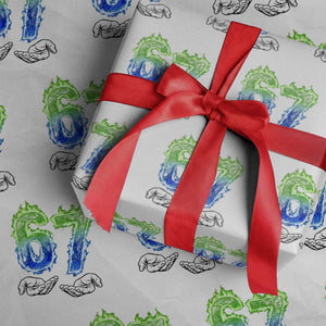 Green Fire Flame Six Seven Wrapping Paper Roll Trendy Meme Gift TS12 White Print Your Wear