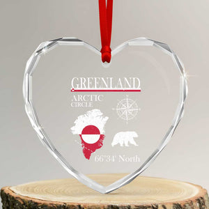 Greenland Arctic Circle Heart Crystal Glass Ornament Map Compass and Polar Bear Adventure TS02 Transparent Glass 3'' Heart Print Your Wear