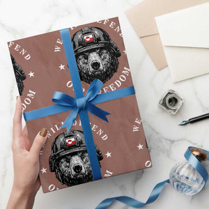 Greenland Bear We Will Defend Our Freedom Wrapping Paper Roll Polar Bear Soldier National Pride TS02 Mocha Print Your Wear