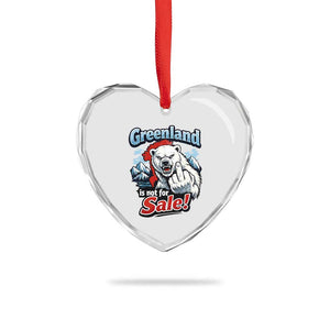 Greenland Is Not For Sale Protest Heart Crystal Glass Ornament Aggressive Polar Bear with Middle Finger Graphic TS02 Print Your Wear