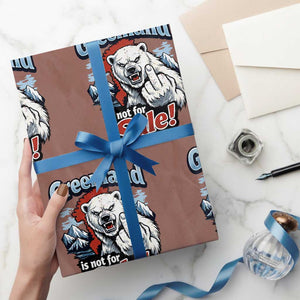 Greenland Is Not For Sale Protest Wrapping Paper Roll Aggressive Polar Bear with Middle Finger Graphic TS02 Mocha Print Your Wear