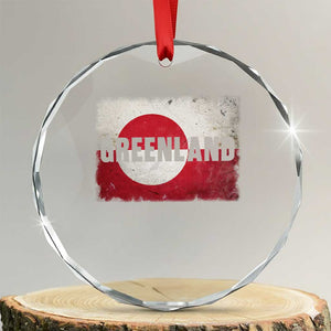Greenland Pride Patriotic Greenlander Heritage Vintage Flag Crystal Glass Ornament TS11 Transparent Glass 3'' Circle Print Your Wear